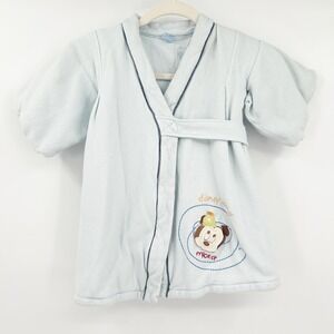 Disney Baby Vintage Y2K Mickey Mouse Waffle Knit Embroidered Bath Robe Size 0-3M